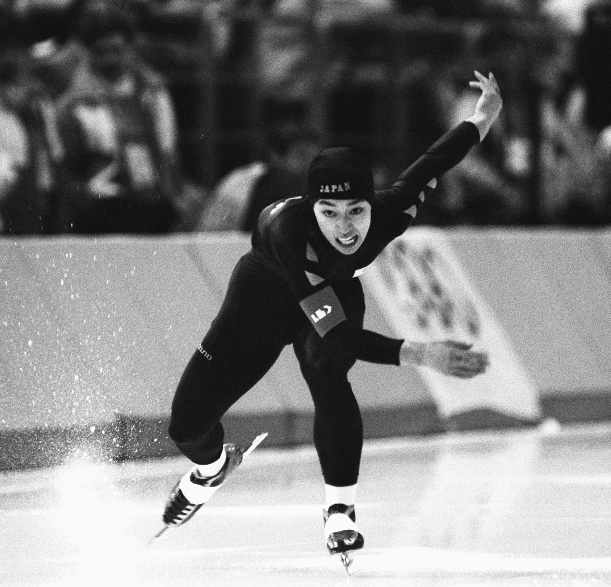 カルガリー冬季五輪・スピードスケート女子５００メートル、３９秒７４で５位入賞を果たした橋本聖子さん