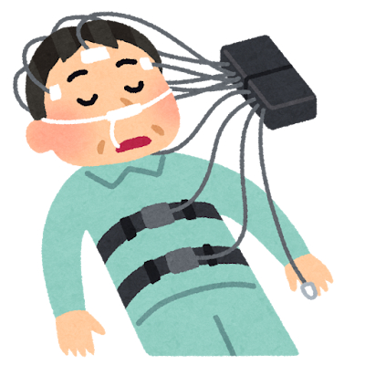 体に各種センサーを付けて行う検査=作成「いらすとや」