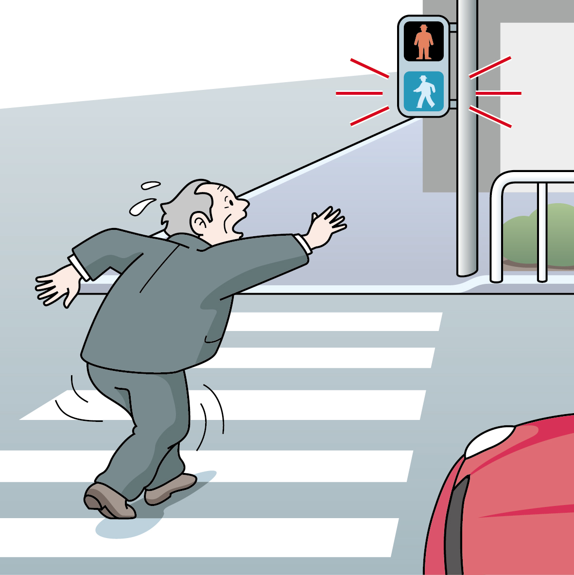 横断歩道を一度の青信号で渡り切れるかが一つの判断材料に