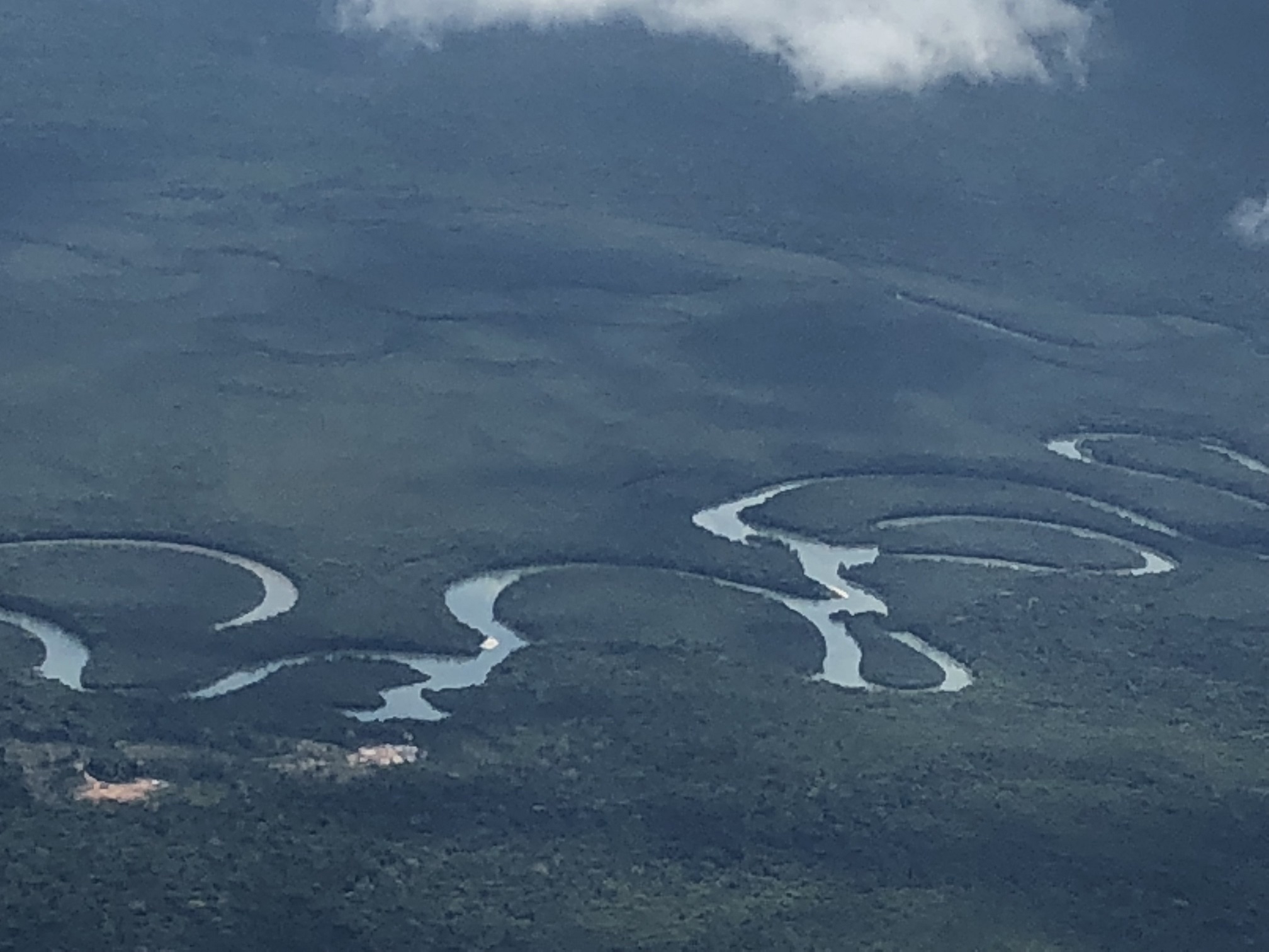 熱帯雨林の中をうねるように流れるアマゾン川