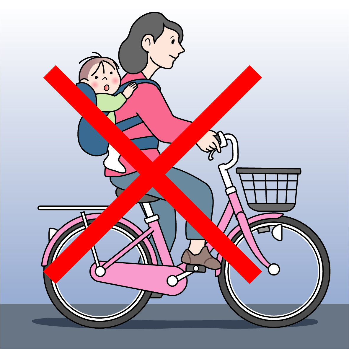 乳児をおんぶや抱っこして自転車に乗るのは大きな危険が伴う