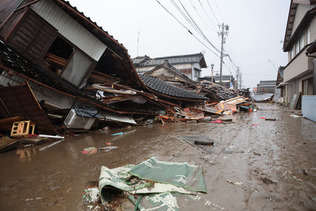 地震と津波で被災した地区＝１月６日、石川県珠洲市飯田町