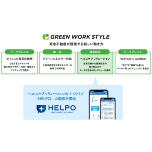ヘルスケアアプリ「HELPO」が東急不動産の提供するウェルビーイングソリューション「GREEN WORK STYLE」で提供が開始されました