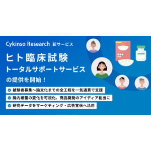 研究支援サービス「Cykinso Research」にて、臨床試験の計画・被験者募集・実施・論文化までを一気通貫で支援する新サービス「ヒト臨床試験トータルサポートサービス 」を開始！