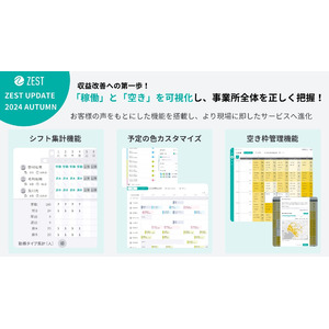 【ZEST UPDATE 2024 AUTUMN】最新アップデートリリース収益改善への第一歩！「稼働」と「空き」を可視化し、事業所全体を正しく把握！