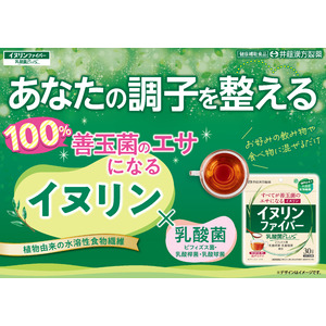 100%が善玉菌のエサになる水溶性食物繊維“イヌリン”と”乳酸菌”を組合わせた【イヌリンファイバー乳酸菌ＰＬＵＳ】