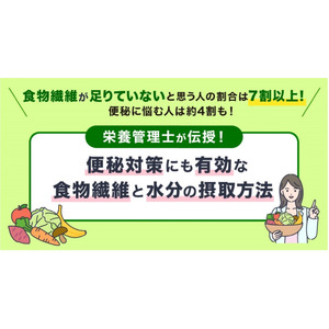 食事摂取基準(2025年版)で食物繊維がより重要視！1日25g以上の摂取が望ましいことを知らない人の割合は87.9％。7割以上が「食物繊維が足りていない」と回答、約4割が便秘で悩んでいる結果に。
