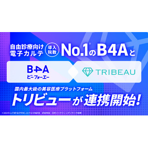 自由診療クリニック特化型のDXツール『B4A（ビーフォーエー）』が、国内最大級の美容医療プラットフォーム『トリビュー』と今月より連携開始