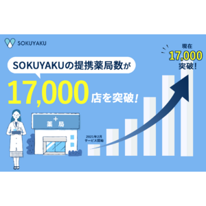 「SOKUYAKU」、オンライン服薬指導・処方薬配送における提携薬局数が17,000店を突破