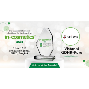 成和化成 “Vistanol(R) GDHR-Pure” in-cosmetics asia 2024 Innovation Zone Best Ingredient Award でTOP10 に選出